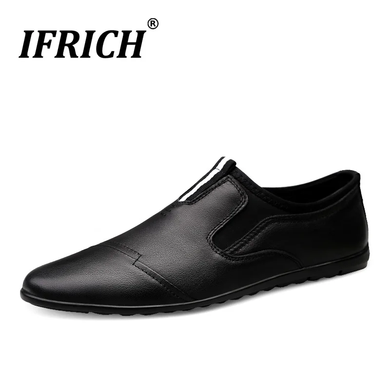 

New Luxury Men Loafers Black White Plus Size 45 46 47 Casual Shoes Genuine Leather Drive Shoes For Men Non-Slip Flat Casual Shoe