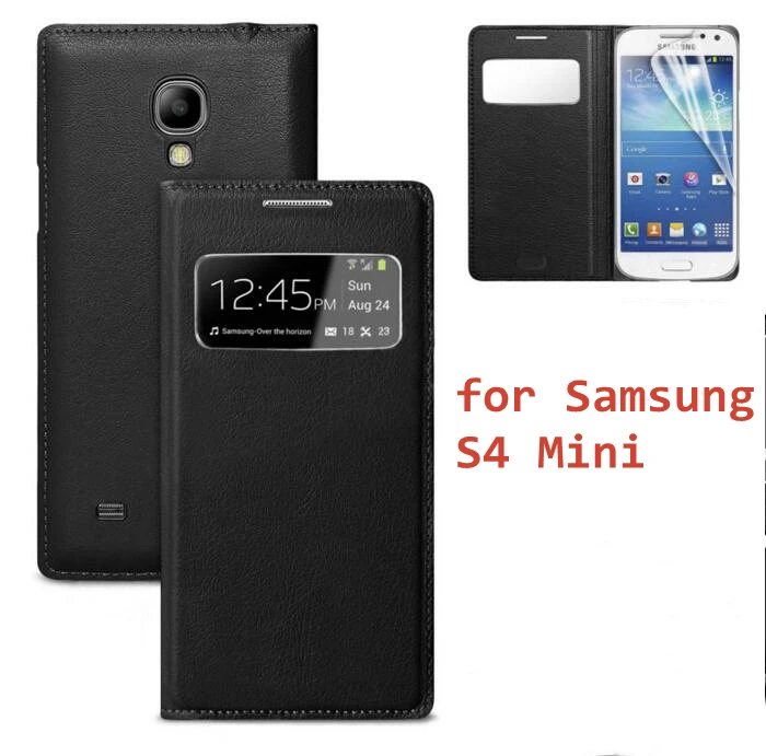 

S4mini Smart Case Front Window View Phone Cover Housing For Coque Samsung Galaxy S4 mini i9190 Luxury Leather Flip s4mini Cases
