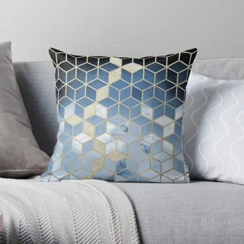 

Shades Of Blue Cubes Pattern Pillow Covers Cases Pattern Nordic Cover Cushion Pillowcase Square Print
