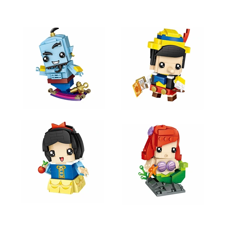

2019 creative mini fairy puppet snow white mermaid Aladdin building blocks educational spell insert children's toys gifts
