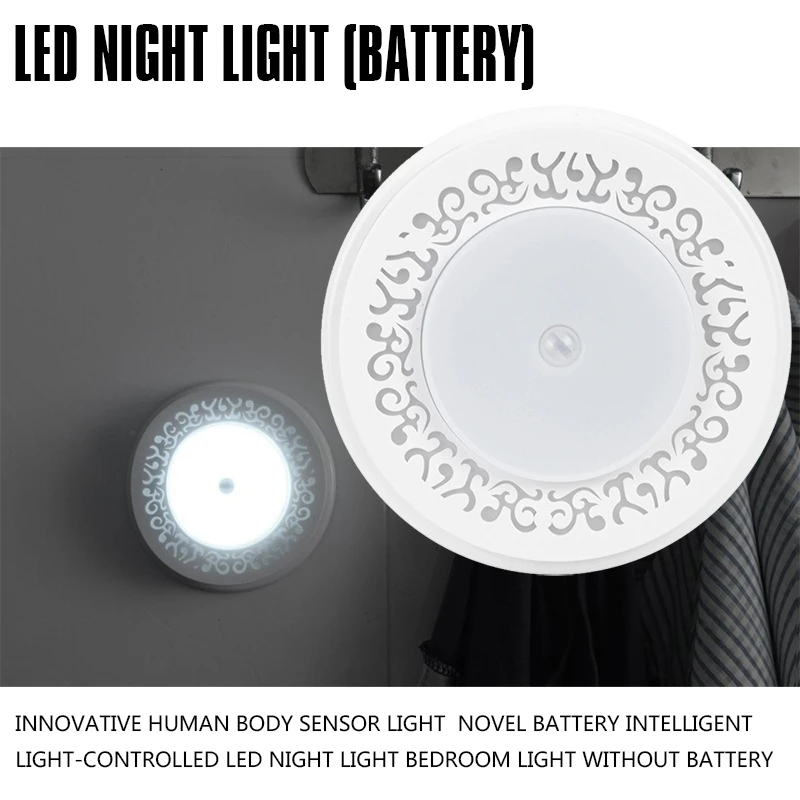 

Innovative Human Body Sensor Light Novel Battery Intelligent Light-controlled LED Night Light Bedroom Light without Battery