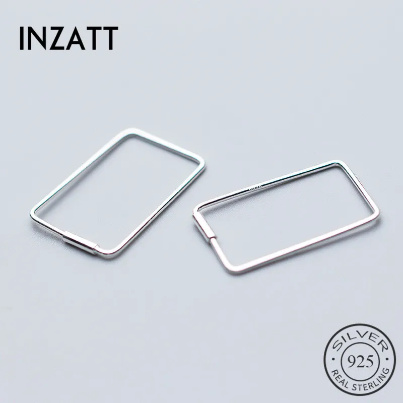 INZATT, настоящее 925 пробы, серебряные, минималистичные, индивидуальные, квадратные серьги-кольца для дня рождения, вечеринки, геометрические, модные ювелирные изделия, подарок