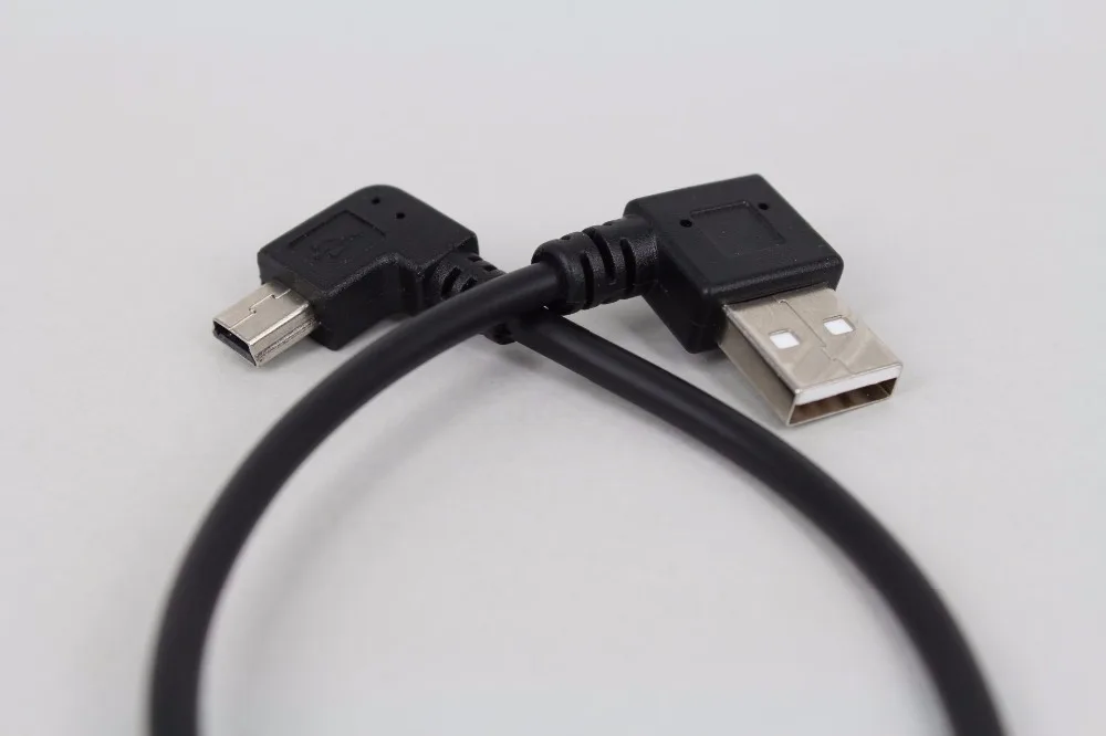 300 шт./лот USB2.0 Тип A входящий штекер под углом 90 градусов Mini USB B Мужской 5 pin кабель для передачи данных
