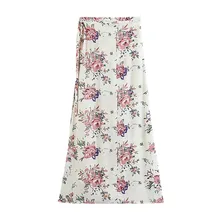 Женские юбки с асимметричной оборкой и высокой талией, Тонкая Повседневная пляжная юбка, лето, Повседневная Новая модная повседневная юбка с цветочным принтом# G