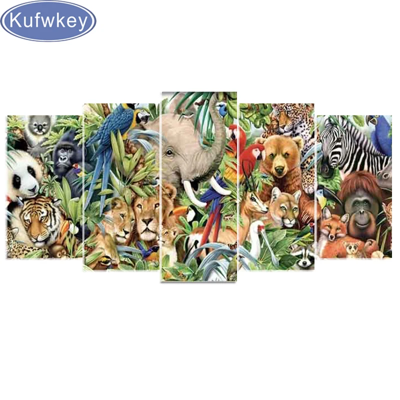 

5pcs,5D DIY Diamond Painting"zoo Elephant tiger lion"animals Full Diamond Embroidery,3d Cross Stitch,Mosaic,stickers,home decor