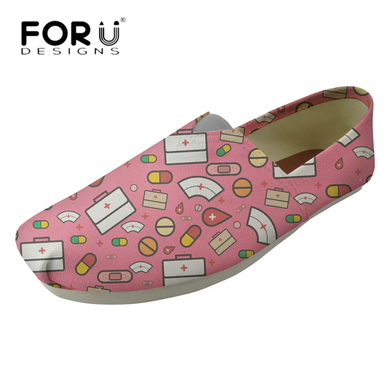 FORUDESIGNS Fashion Cartoon Nurse Print Women Cute Flats Shoes Ladies Casual Breathable Lover Loafers Slip-on Lazy Shoes Student FORUDESIGNS Fashion Cartoon Nurse Print Women Cute Flats Shoes Ladies Casual Breathable Lover Loafers Slip-on Lazy Shoes Student