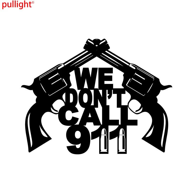 Personality Creative Warning Gun Protection Amendment 911 Truck Car Window Vinyl Decal Sticker