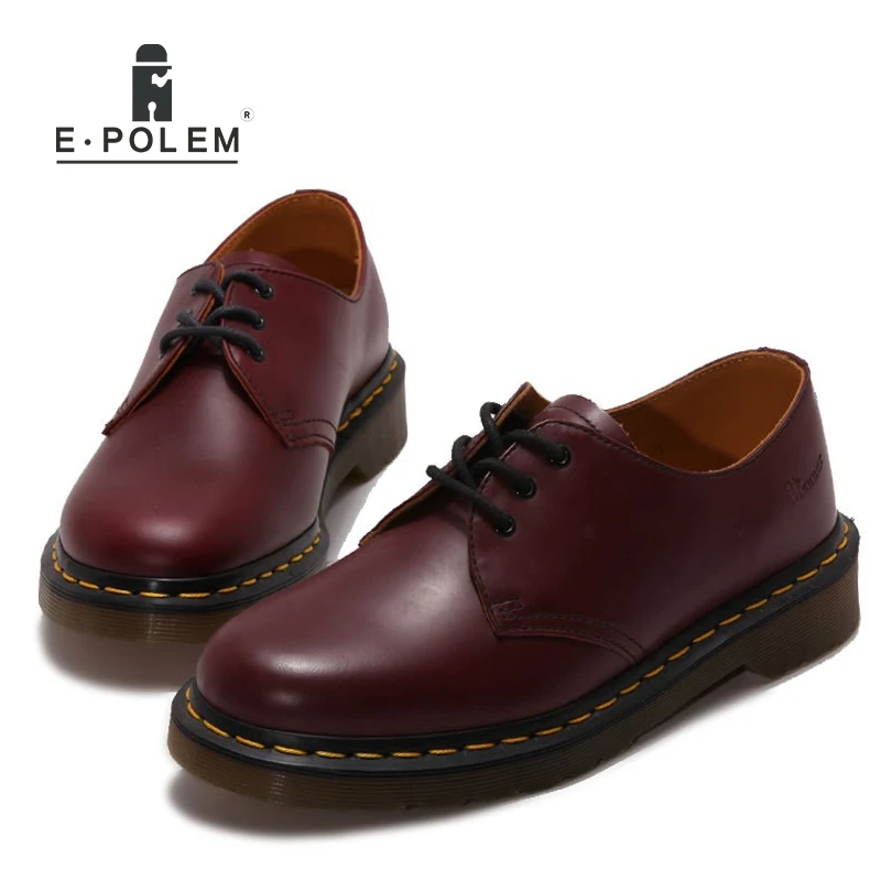 

E.POLEM Hot sale Genuine Leather womens Boots Unisex Head Layer Cowhide Short Boots Spring Autumn Ankle Boots Shoes
