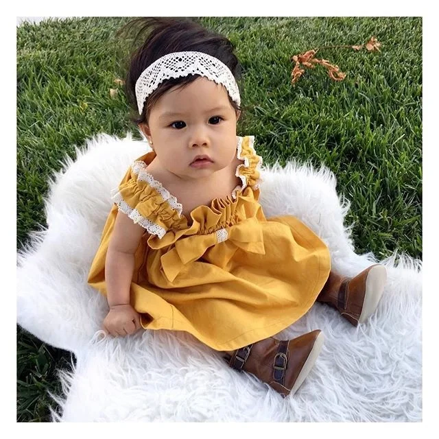 

Cute Baby Girls Kleding Ruches Sleeveless Lace Bowknot Dress Kids Clothes