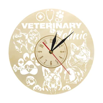 

Pet Vet Clinic Modern Wood Wall Clock Rustic Home Decor Animal Pet Clinic Handmade Wall Watch Animal Vet Gifts Veterinary Art