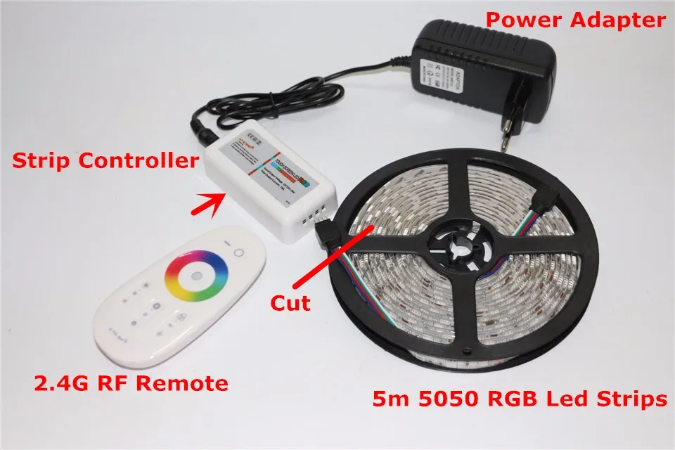 1 упаковка 5 м RGB 5050 SMD светодиодный светильник 60 Светодиодный s/M+ 3A DC 12V адаптер питания трансформатор+ 2,4G RF пульт дистанционного управления