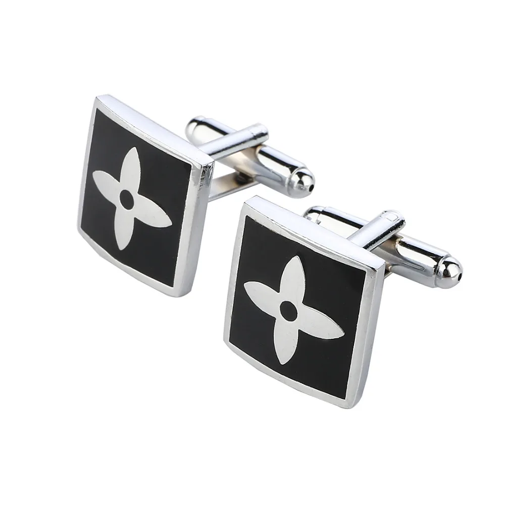 Fashionable Black Cufflinks Beautiful Flower Design Hot Selling Cufflinks For Men 2015 Special Design Business Cufflinks 