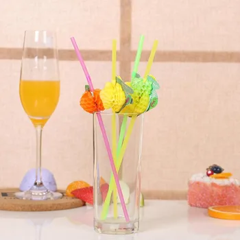 

Assorted Cartoon Paper Honeycomb Ball Straws Disposable Drinking Straws Birthday Tableware Decoration Theme Party Christmas