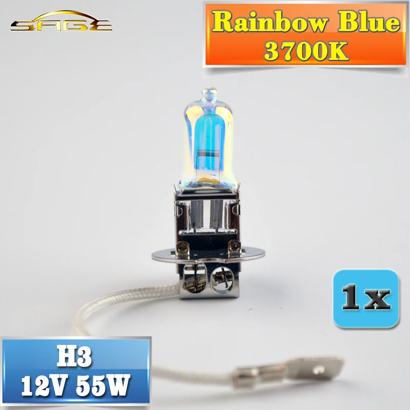 hippcron H3 Halogen Bulb 12V 55W / 100W Super White Clear Yellow ION Rainbow 2200Lm Car Headlight Lamp Quartz Glass car underglow