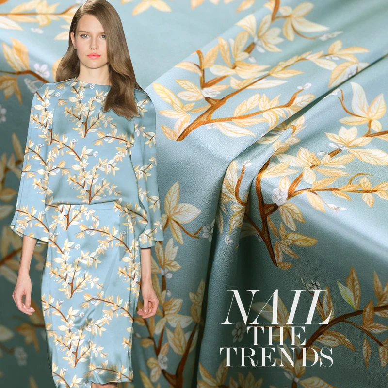 

19mm digital inkjet stretch silk satin fabric soft dress silk fabric satin natural silk fabric material wholesale silk cloth