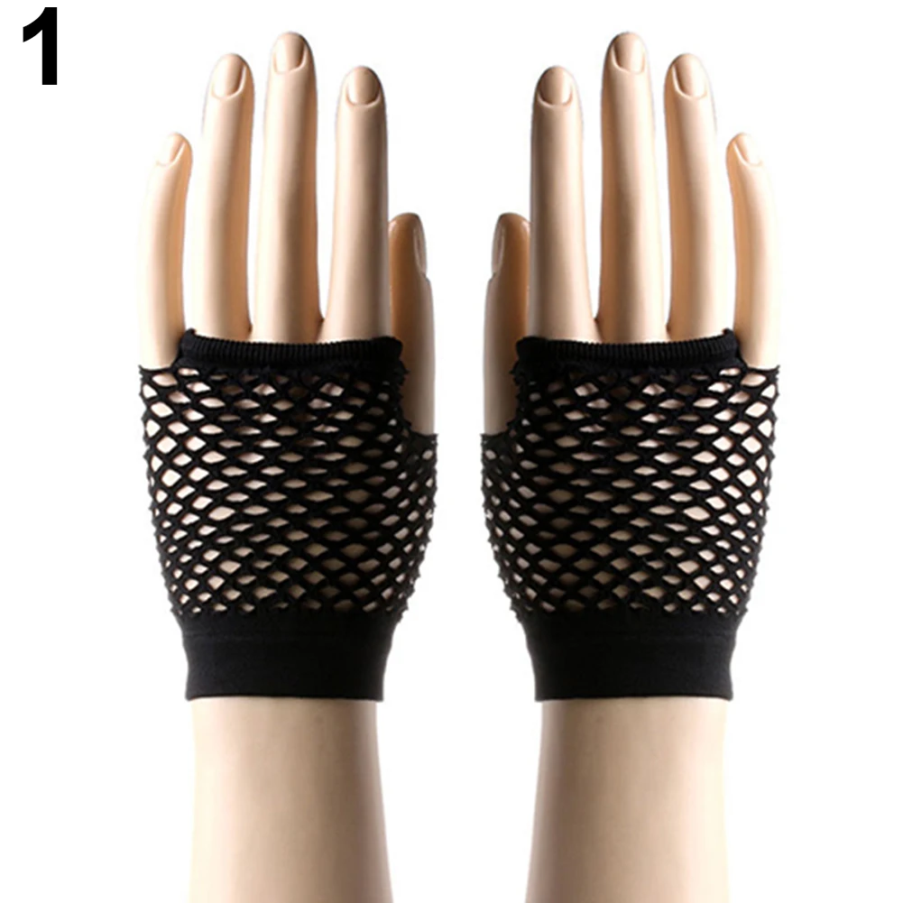 

Women Sexy Dance Costume Party Fishnet Fingerless Mesh Clubwear Gloves