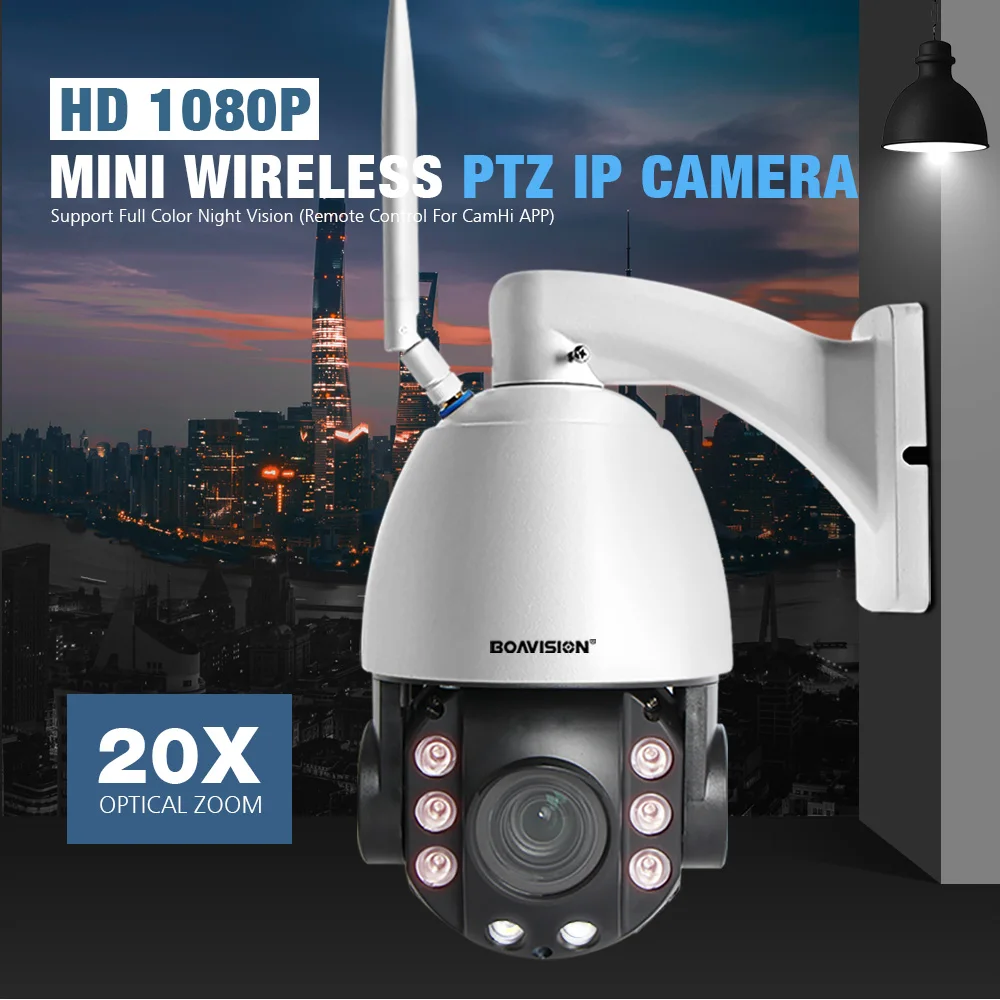 Cheap HD 2MP Wireless PTZ Dome IP Cam WIFI 10X / 20X Optical Zoom Outdoor Security Video CCTV Cam Two Way Audio White Light 80M IR 0