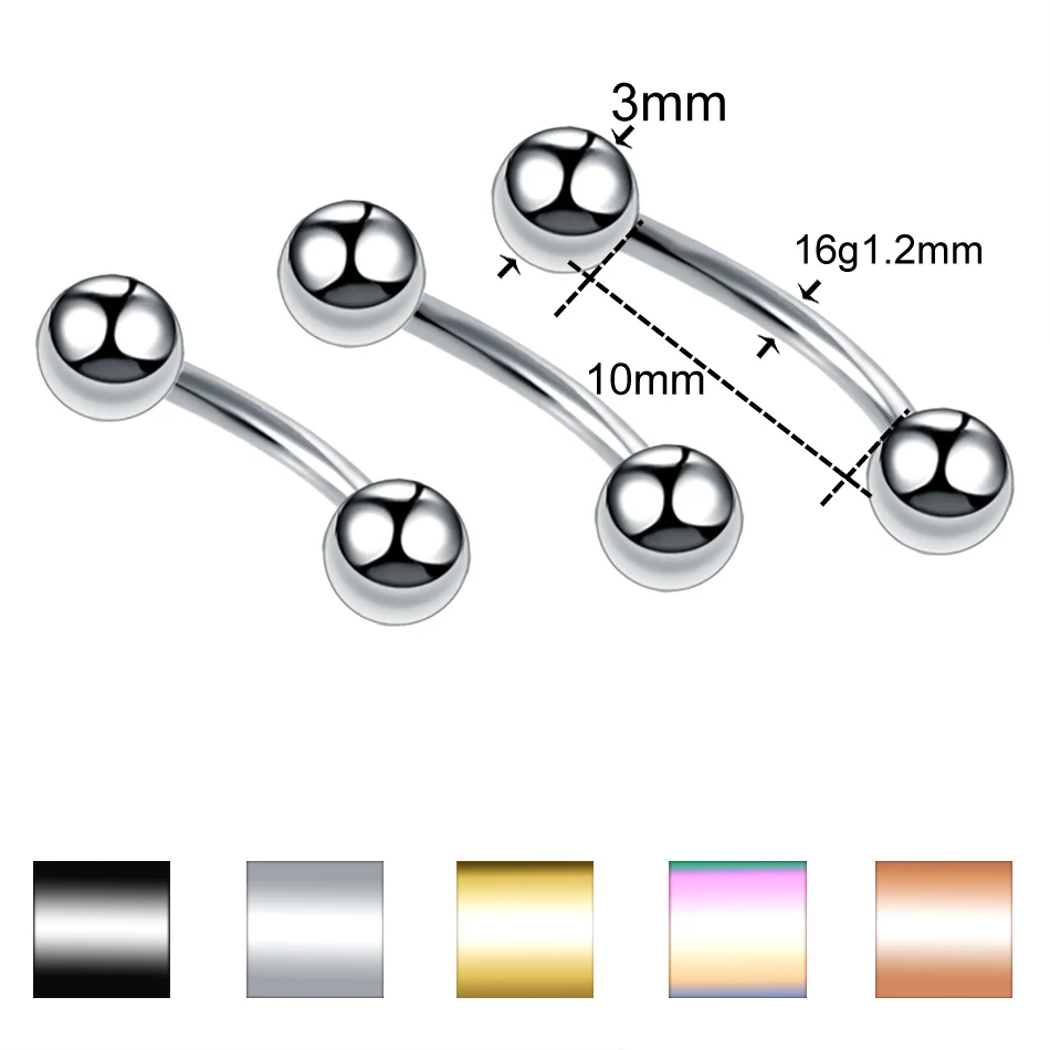 3 шт./лот, стальное разноцветное кольцо для губ, сегментное кольцо для бровей, кольцо в форме подковы, кольцо из бисера, серьги, ювелирные изделия для тела, пирсинг