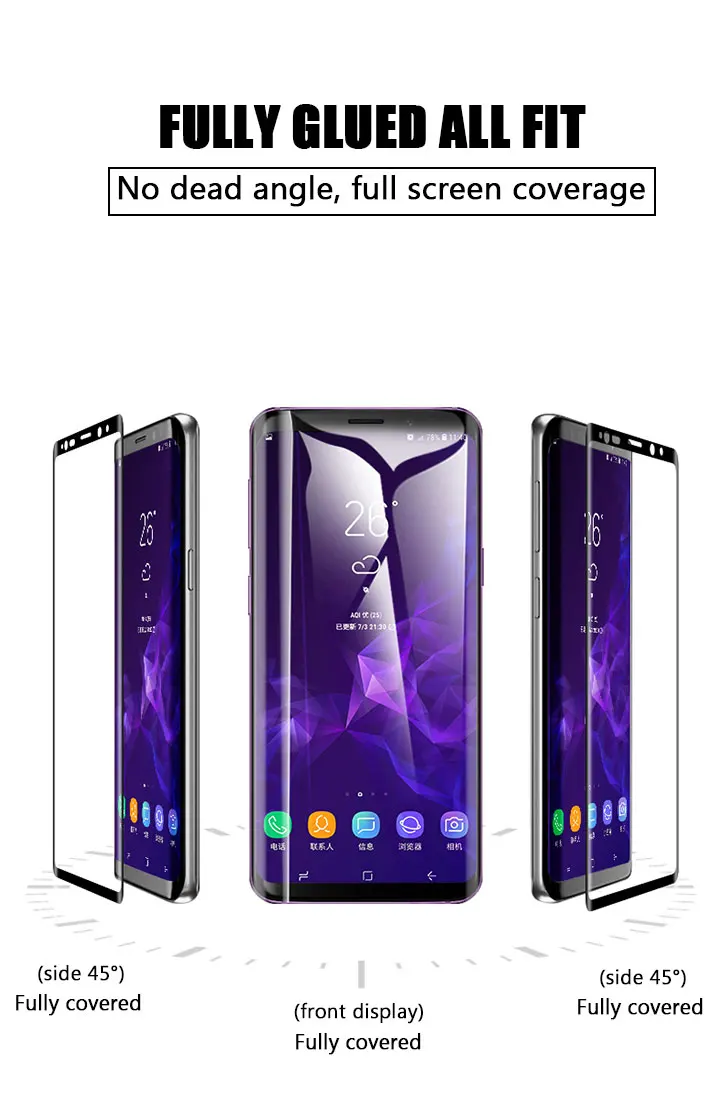 99D Full Curved Tempered Glass For Samsung Galaxy S9 S8 Plus Note 9 8 Screen Protector On The S8 S9 S7 S6 Edge Protective Film