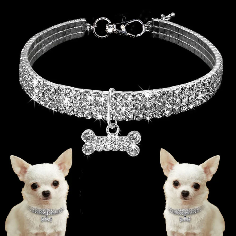 

Bling Rhinestone Dog Collar Crystal Puppy Chihuahua Pet Dog Collars Leash For Small Medium Dogs Mascotas Accessories