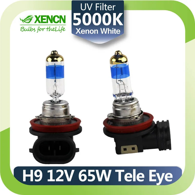 XENCN H9 12V 65W PGJ19-5 5000K Teleeye Intense Light Car High Beam Halogen Bulb UV Filter Auto lamp Free Shipping | Автомобили и