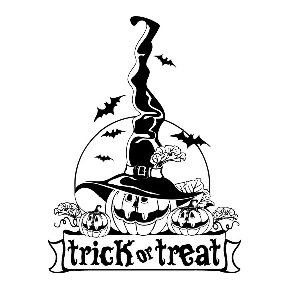 Доволен на Хэллоуин с надписью Trick or Treat тыквы ведьмы Гостиная виниловая вырезка