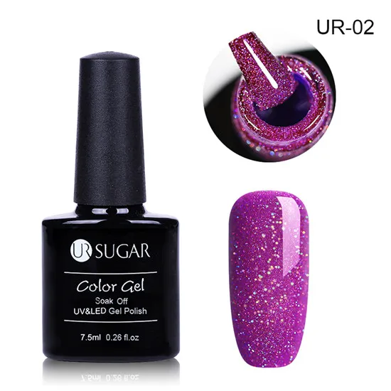 Ur Sugar 7,5 мл Радужный мерцающий голографический Гель-лак для ногтей цветной супер-маникюрный Гель-лак для ногтей - Цвет: UR-02