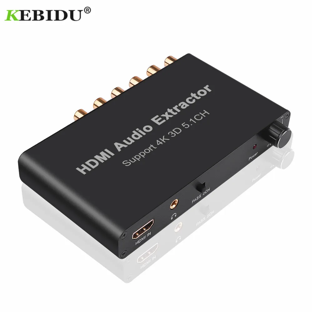 

kebidu 5.1CH HDMI Audio Extractor Decode Coaxial to RCA AC3/DST to 5.1 Amplifier Analog Converter Support 4K 3D For PS4 DVD
