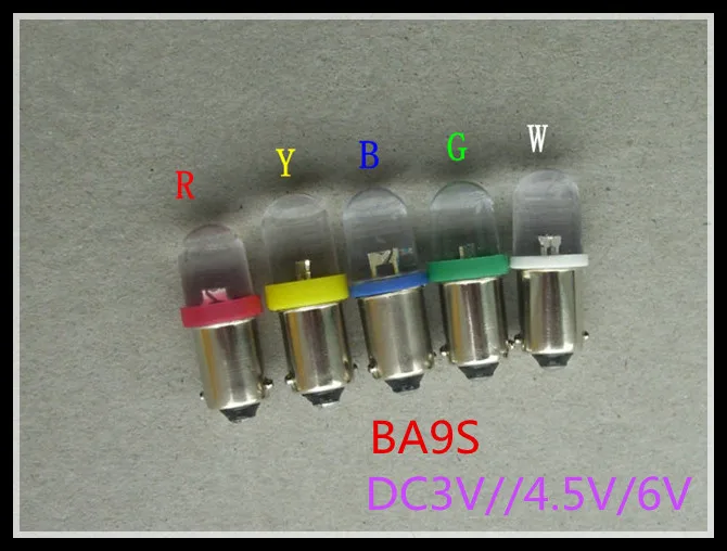 

5pcs/lot LED BA9S DC6V LED bulb Instructions Warning meter bulb LED BA9S DC3V/4.5V/6V blue red yellow green warm white