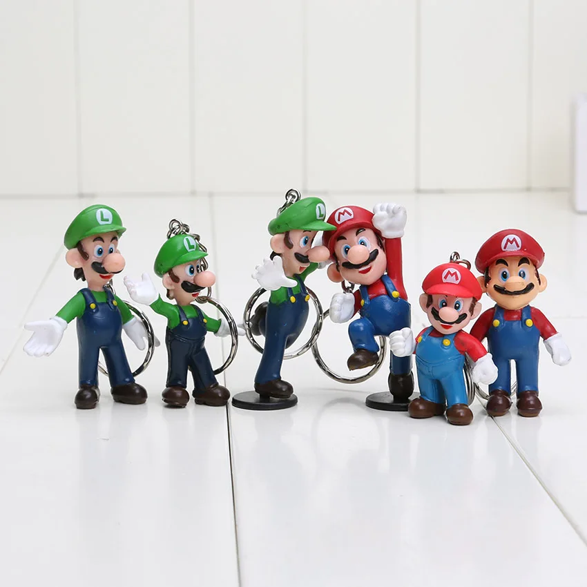 

ZOEBER 18 PCS A Set Super Mario Cartoon Car Keychain Set Keyring Silicone Super Mario Game Anime Key Ring Chain Bag Jewelry