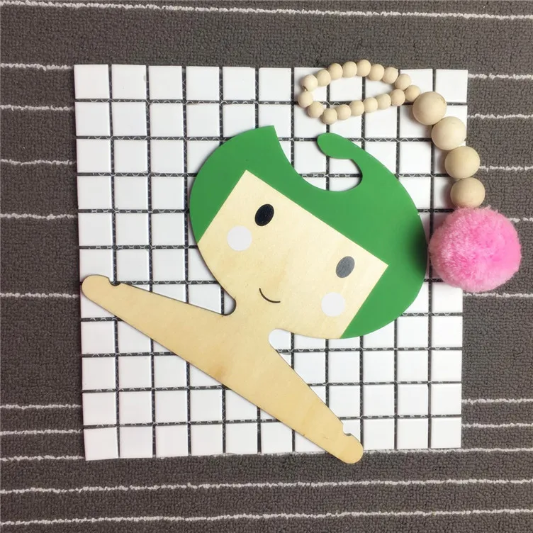 INS/Милая деревянная вешалка для детской одежды с рисунком принцессы, милая деревянная вешалка для детской одежды, декоративный крючок для детской комнаты - Цвет: Girl 2 Green Hanger