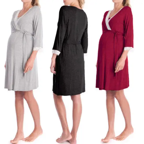 Пижамы для беременных женщин, халат, ночная рубашка для кормящих грудью, мягкая одежда для сна с рукавом 3/4, домашняя одежда, одежда для сна, Халат