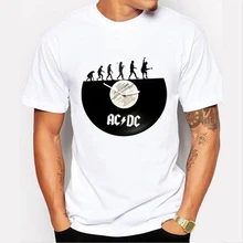 A evolução ac dc 3d impresso verão marca camiseta moda masculina novo estilo t camisa engraçado lazer tshirt