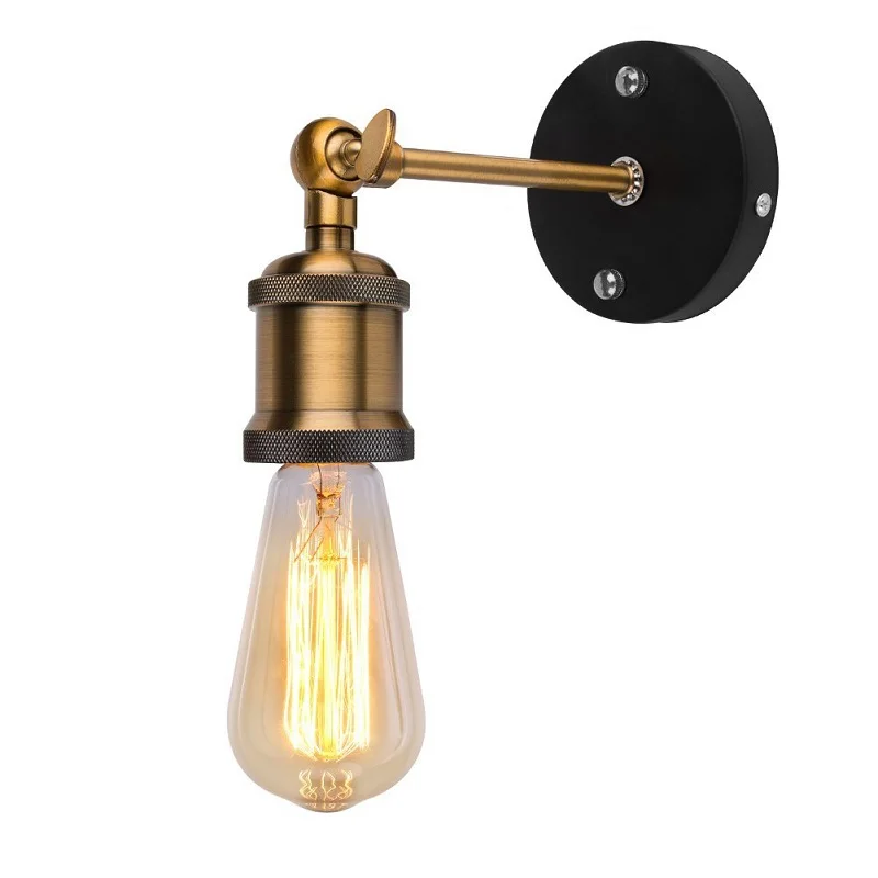 Одноместный и двухголовый E27 светодиодный настенный светильник декоративный светильник классический, в ретро стиле стиль медный настенный светильник для спальни Прихожая бар - Цвет абажура: Черный