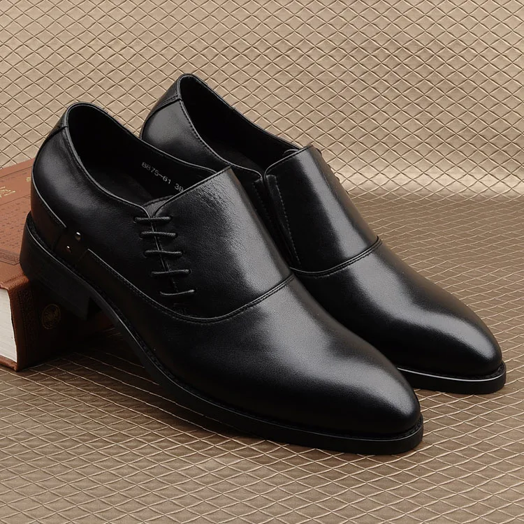 Homme 2 1 Véritable Automne En Augmenter Cuir Mode De Richelieus Mariage Lace Up Chaussures Derby 2018 Mâle Printemps Side Hauteur Italie D'affaires rRq1grf