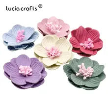 Lucia crafts 5 шт/6 шт 4 см искусственная кожа Цветок голова DIY свадебная обувь головной убор ручной работы аксессуары B0208