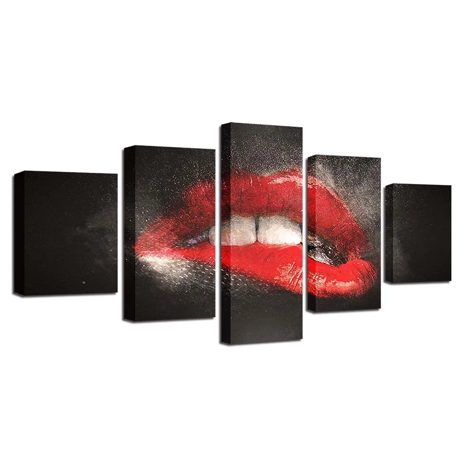 HD-Pictures-Printed-On-Canvas-5-Pieces-Bite-Lips-Posters-Home-Decoration-For-Living-Room-Modular (3)