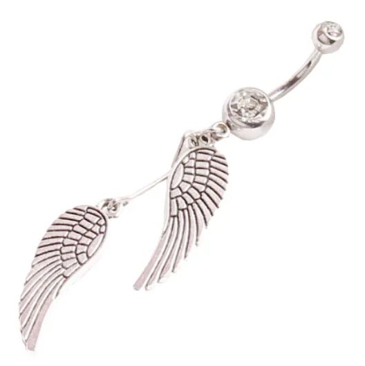 Online Get Belly Bar Angel Aliexpress Alibaba Group 706 Body Piercing Jewelry Crystal Angel Wing Single Navel Studs Dangle Belly Barbell On Bar Ring