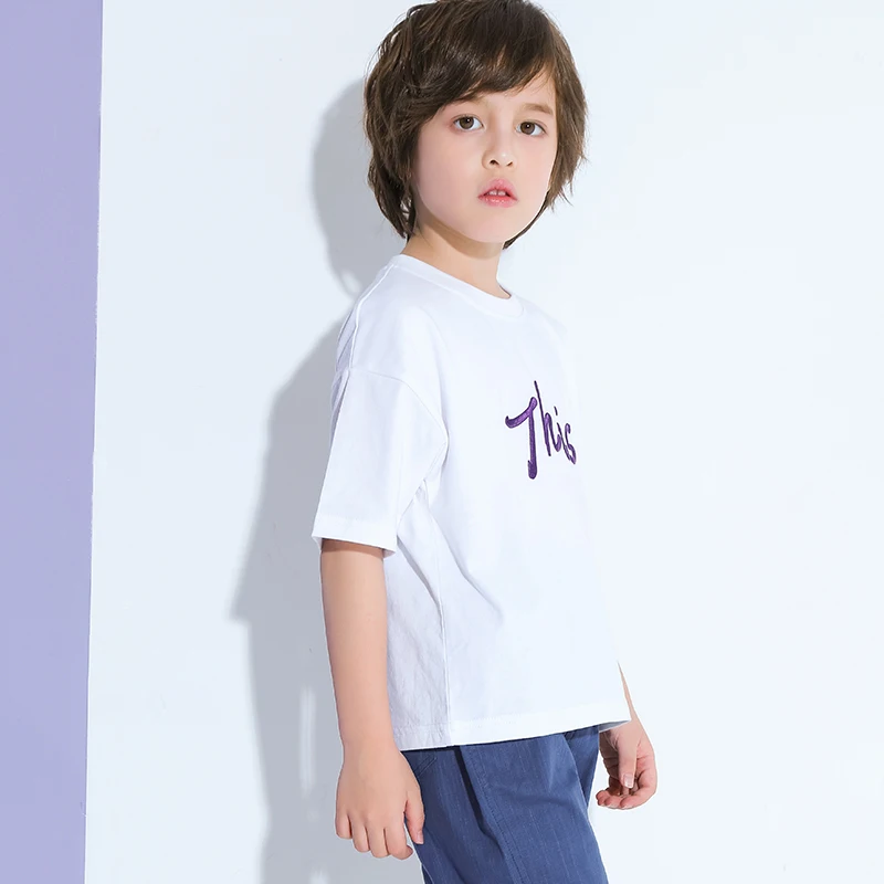 Pioneer Kids/футболка для мальчиков Детские рубашки с круглым вырезом и вышитыми