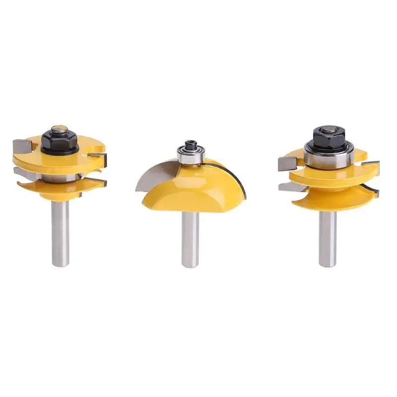 

3pcs 1/2" Shank Round Milling Cutter 3 Slots Cabinet Door Router Bit Wood Working Cutting Tool Woodworking Hand-tools