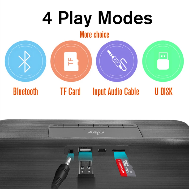 nby 5540 Portable Bluetooth Speaker FM Radio Wireless Sub woofer Loudspeaker 3D Stereo Boombox Dual Speakers Computer Bass TWS