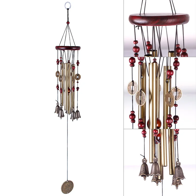 

New Magic 4 Tubes 5 Bells Copper Yard Garden Outdoor Living Wind Chimes 65cm #69213