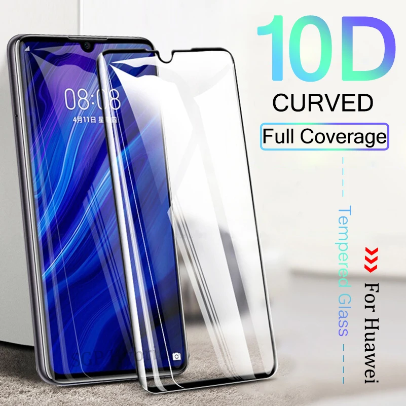 Изогнутое 10D стекло для Huawei P30 Mate 20 Pro Lite на Hauwei P 30Lite P30Pro светлое закаленное
