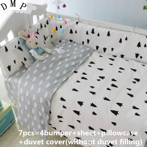 

Promotion! 6/7PCS cot baby bedding set baby cot crib bedding set cartoon, 120*60/120*70cm