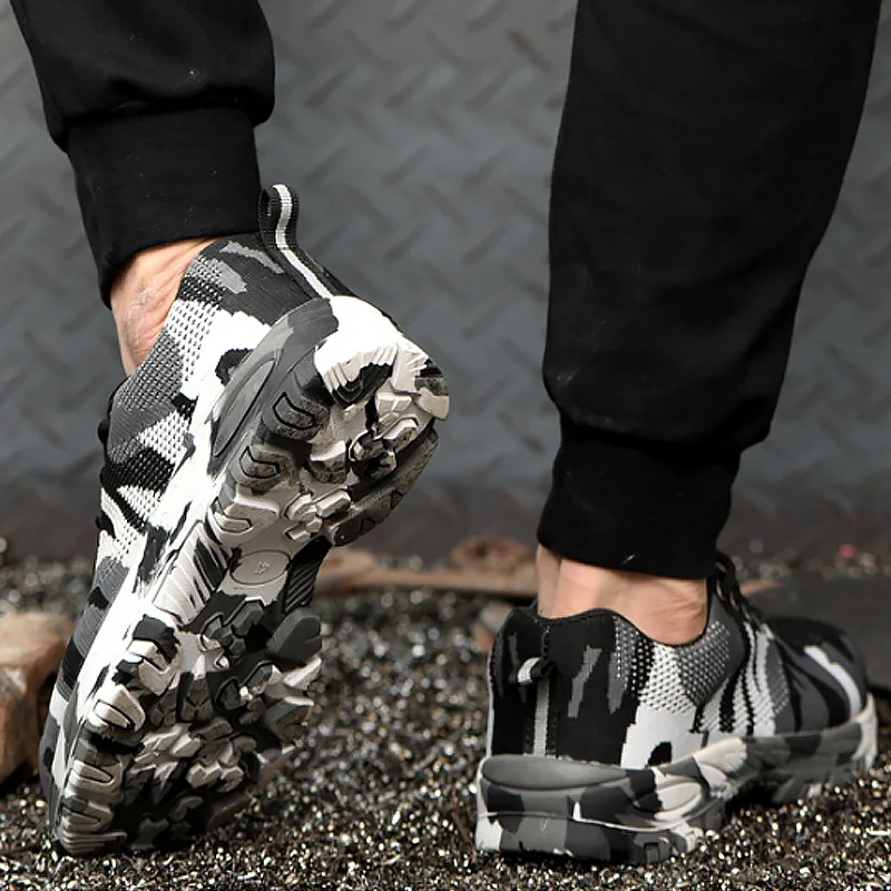 

Men's sneakers anti-smashing anti-piercing shallow vulcanize shoes big size 5.5-12.5 mesh platform sneakers for men