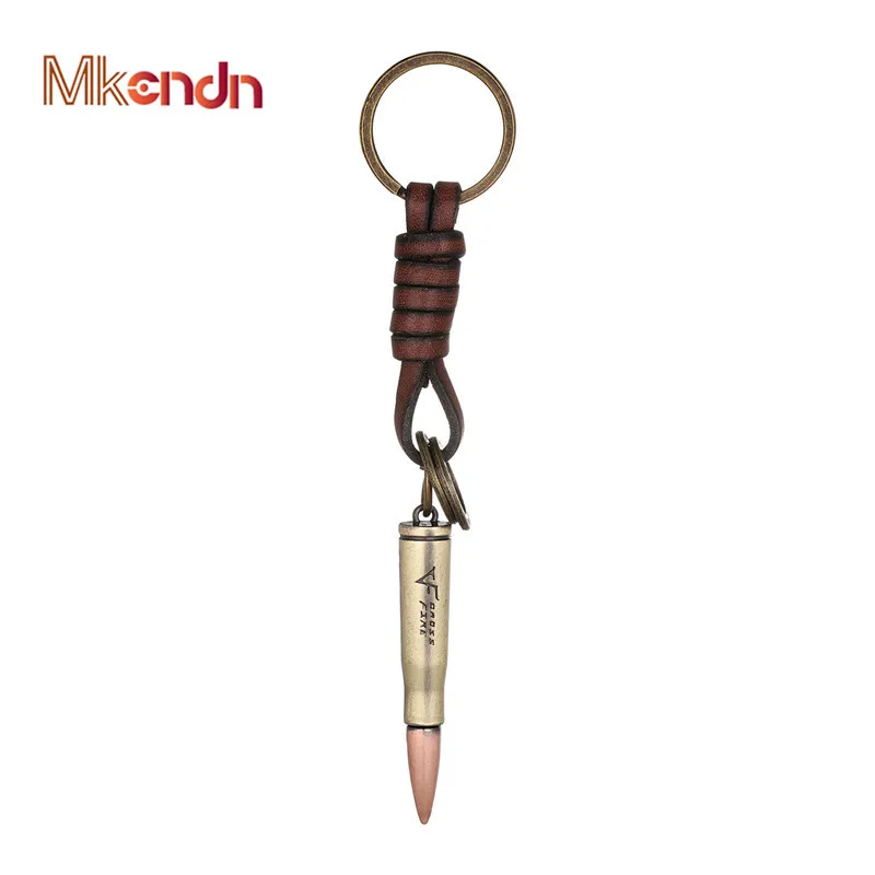 

MKENDN Hot Games Creative Bullet Key chain Retro Gold Arrow with Leather Peace Elephant Pendant Men Women Key Ring Best Gifts