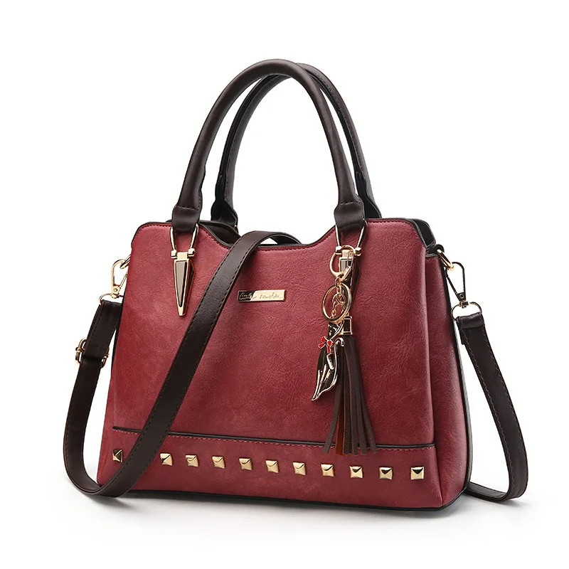 Rivet Messenger Bags Women Leather Handbags Crossbody Shoulder Bags for