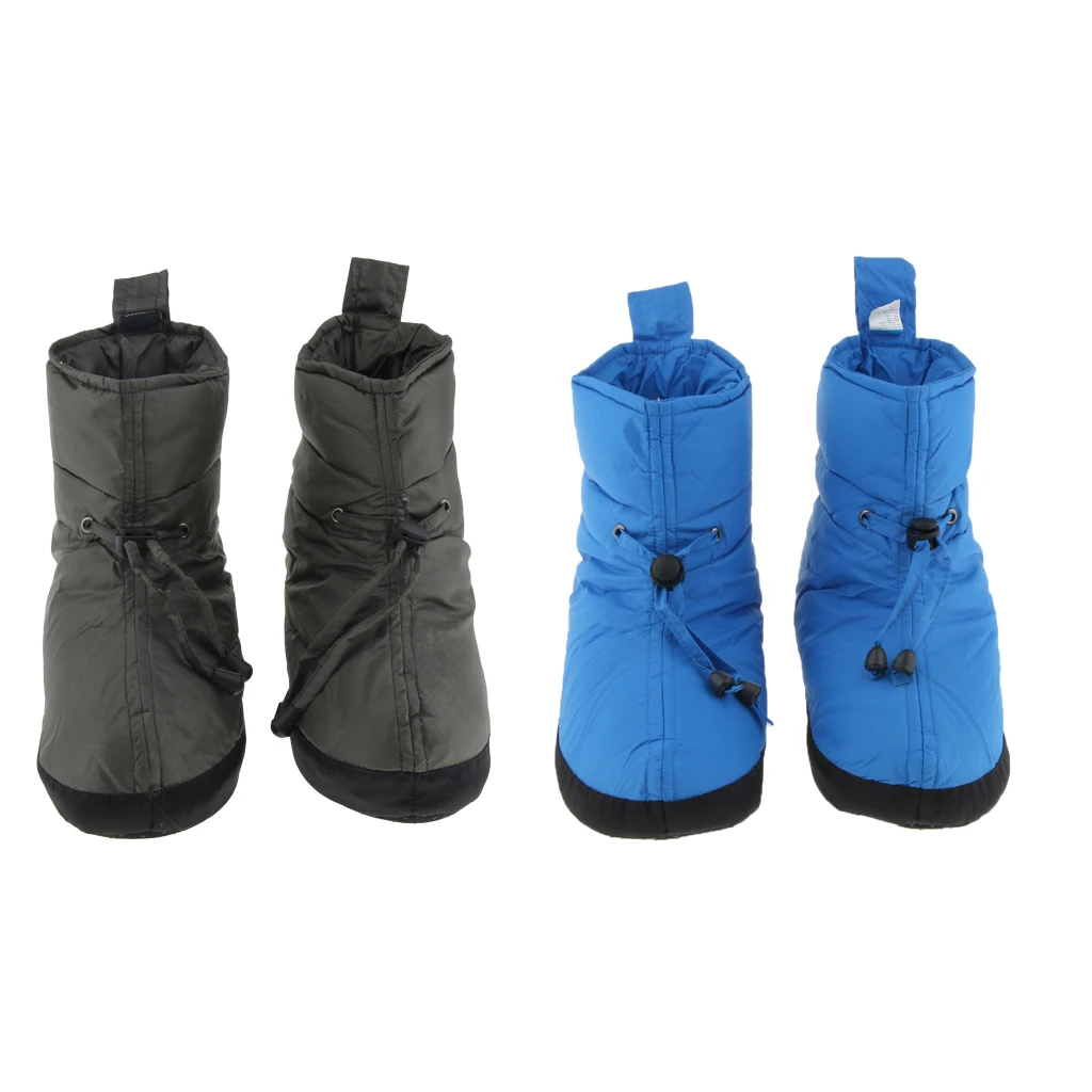 

Perfeclan 2 Pair Waterproof Duck Down Booties Socks Warm Soft Outdoor Tent Slipper Boot for Men Women