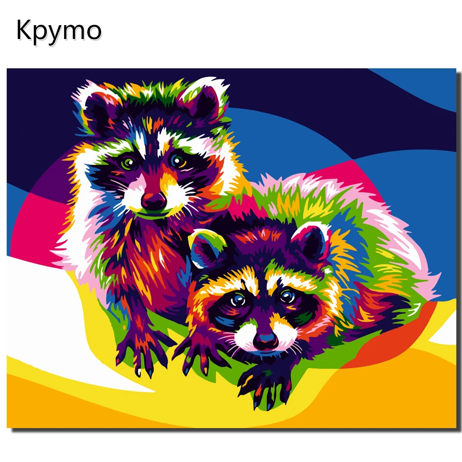 

Kpymo DIY Painting By Numbers Colorful Hedgehog Animals Modern Wall Art Picture Hand Painted Oil Painiting On Canvas For Gift