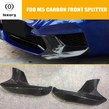 

1 Pair Carbon Fiber Front Bumper Side Splitter Spoiler Protecter for BMW F90 Original M5 Bumper Only 2018 UP